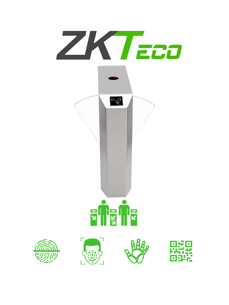 [ZKT0910018] ZKTECO FBL220 -  Barrera Peatonal de Aleta Bidireccional/ Acero SUS304/ Aleta de Acrílico Personalizable/ Infrarrojo de Seguridad/ 110V/ 5 millones de Ciclos/ 30 Personas x Min/ Carril 58 cm/ No cuenta con Lectores y Panel  (REQUIERE BARRERA FBL200)