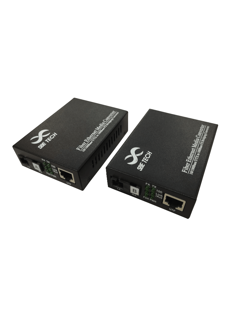SBE TECH SBE-MCWDM1F Par de convertidor de medios WDM Monomodo / 1 puerto RJ45 10/100 a 1 puerto SC monomodo / Enlace hasta 25 km