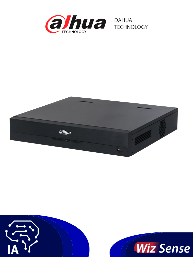 DAHUA DHI-NVR5432-EI/ NVR de 32 Canales IP 4K/ WizSense/ Smart H.265+/ Rendimiento 384 Mbps/ 4 Bahias para Discos Duros/ IA NVR: detección y reconocimiento de rostros/ protección perimetral/ SMD Plus/ E&S de Alarma y Audio