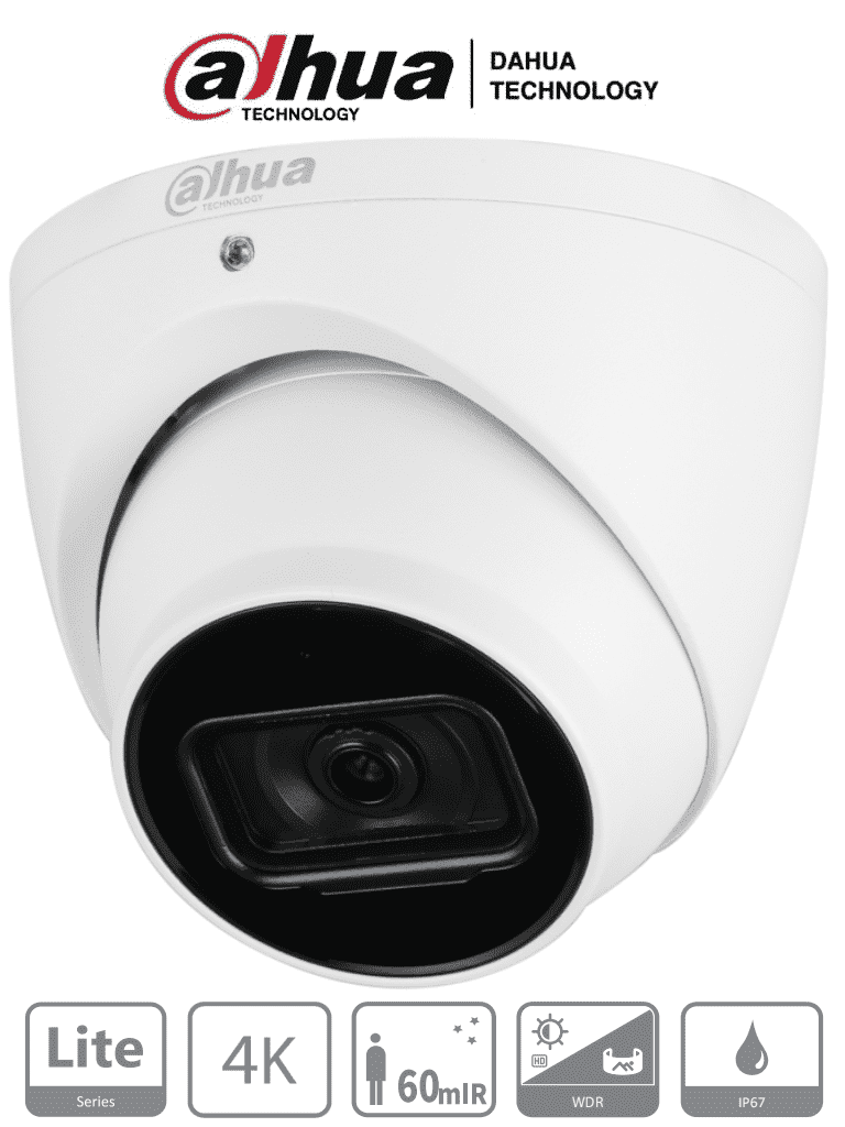 DAHUA DH-HAC-HDW1801TN - Camara Domo 4k/  8 Megapixeles/ Lente de 2.8mm/  106 Grados de Apertura/ IR de 60 Metros/ Metalica/ WDR Real de 120 dB/ IP67/ Soporta: CVI/CVBS/AHD/TVI/ #4K #TopDahua