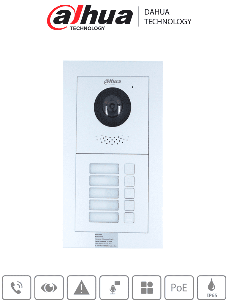 DAHUA VTO4202F-X SERIES/ FRENTE DE CALLE MODULAR PARA 5 DEPARTAMENTAL Y/0 FRACCIONAMIENTOS/  FUNCIÓN P2P/ CÁMARA DE 2 MEGAPÍXELES/ APERTURA REMOTA/NOTIFICACIÓN APP/ COMPATIBLE  DMSS 
