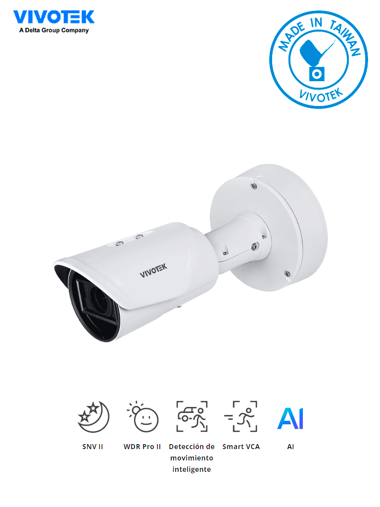 VIVOTEK IB9365-EHTV-v2 - Camara IP bullet exterior 2 Megapixeles, 60fps, Lente Varifocal Motorizado 4-9mm, Smart IR III 50 Mts, WDR Pro II, SNV II, IP67, IK10, NEMA 4x, Smart VCA, Deep Search, Ciberseguridad Trend Micro, NDAA, ONVIF
