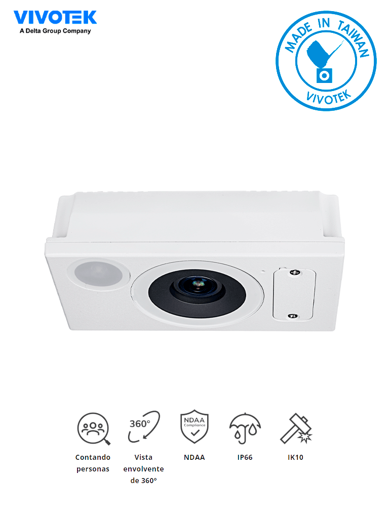 VIVOTEK SC9133-RTL - Camara IP con analitico de conteo de personas integrado de IA, 3 Megapixeles, Vista Hemisferica 360º, Protección IP66, IK10, Microfono integrado, NDAA, Hasta 99% de precisión, Ideal para Tiendas Retail
