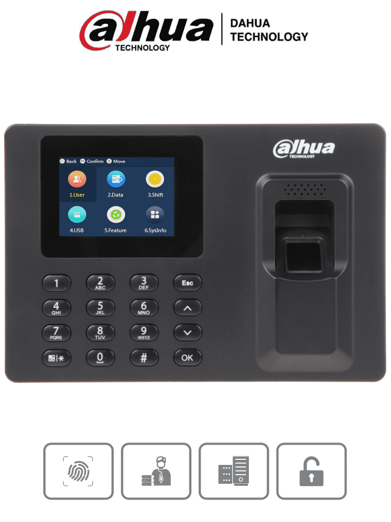 [DHT0800004] DAHUA DHI-ASA1222E - Control de Asistencia de Huella y Password/ Pantalla de 2.4 Pulgadas/ 1000 Usuarios/ 2000 Huellas/ 1000 Passwords/ 100,000 Registros/ Puerto USB para Reportes, Importar y Exportar/ Horarios por Usuario o Departamento/