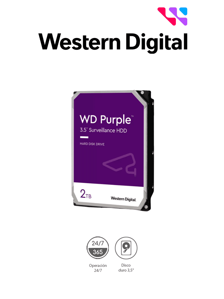 [218714] Disco Duro PURPLE de 2TB / 3 AÑOS DE GARANTÍA / Para Videovigilancia