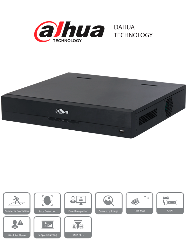 [DHT0200015] DAHUA DHI-NVR5416-16P-EI -  NVR 16 Canales IP 4k/ WizSense/ 16 Puertos Poe/ 8 con ePoE/ 4 Bahias para Discos Duros/ 2 Canales con Reconocimiento Facial/ SMD Plus/ Soporta Camaras con IA/ Protección Perimetral/ #LoNuevo