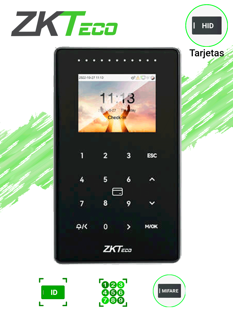 ZKTECO SC800 - Control de Acceso Pantalla 2.4" Táctil / Lector tarjetas ID 125 KHZ / 50,000 Tarjetas / 200,000 Registros / WIEGAND