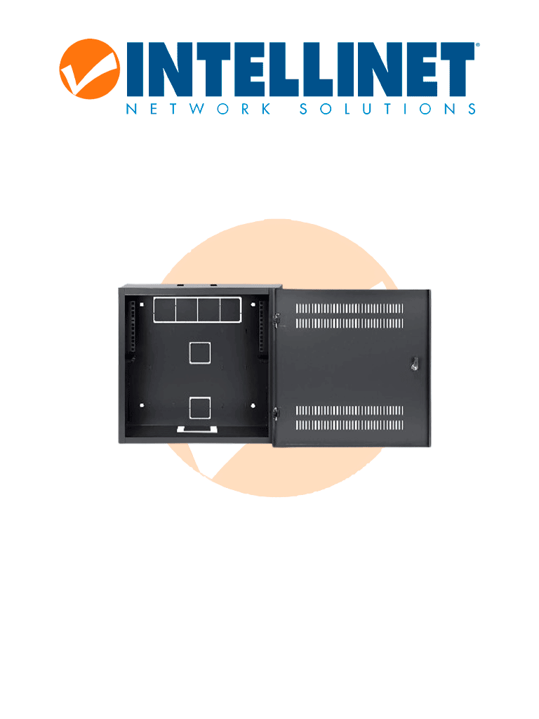 INTELLINET 713689 - Gabinete mural 19" de tamaño reducido / Caja delgada que ahorra espacio con sólo 17.0 cm de profundidad, 4U de rieles horizontales y 2U de rieles verticales / Negro