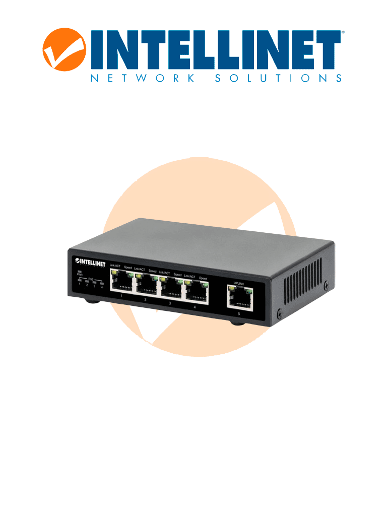 INTELLINET 561839 - Switch PoE+ con 5 puertos Gigabit Cuatro puertos PoE (PSE) compatibles con IEEE 802.3at/af (PoE+/PoE), Presupuesto de energía de 62 W, escritorio