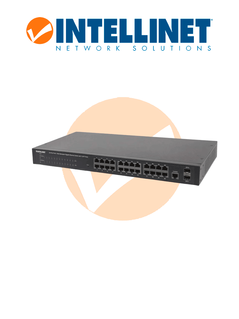 [ITL3720002] INTELLINET 560559 - Switch Administrable por Web Gigabit Ethernet de 24 puertos PoE+ y 2 puertos SFP / 24 puertos PoE / Power over Ethernet estándares IEEE 802.3at/af (PoE+/ PoE), 2 puertos SFP, Endspan, para montaje en rack de 19"