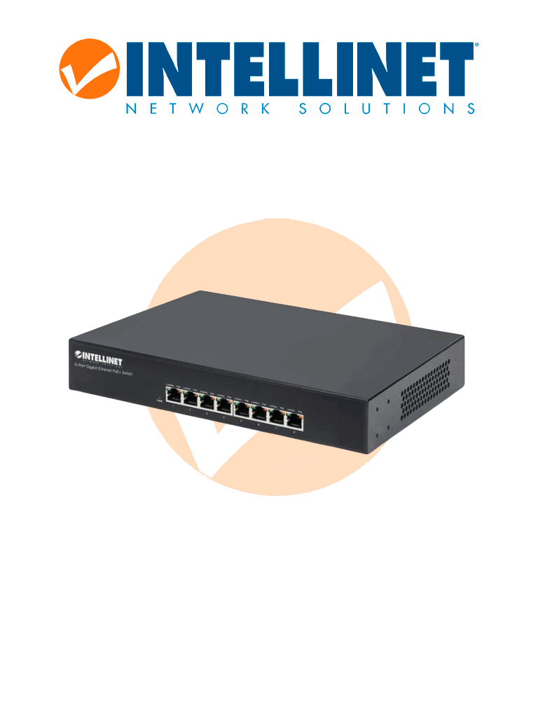 [ITL3720003] INTELLINET 560641 - Switch Gigabit PoE+ de 8 puertos IEEE 802.3at/af Power over Ethernet (PoE+(PoE), 140 W, Endspan, para escritorio, para montaje en rack de 19"