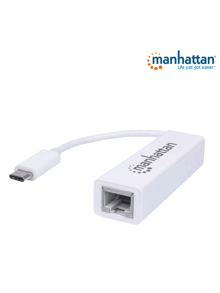 [MAN0410001] MANHATTAN 507585 Adaptador de USB Tipo C a Red Gigabit USB SuperSpeed 3.2 Generación 1; 10/100/1000 Mbps Gigabit Ethernet