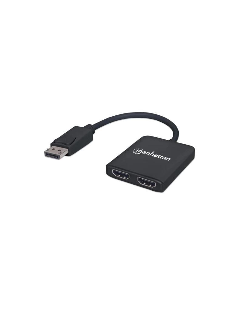 [MAN0560015] MANHATTAN 152716 Hub MST - de DisplayPort a 2 puertos HDMI DisplayPort macho a 2 HDMI hembras, soporta modos de Espejo, Escritorio Extendido y Video Wall, 4K@30Hz, alimentación USB, negro
