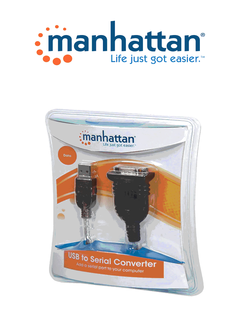 [MAN3280014] MANHATTAN 205146 - Convertidor USB a Serial RS232/COM/DB9 / Chip Prolific PL-2303 / Calibre 24AWG / 45 cm / Empaque tipo Blíster 