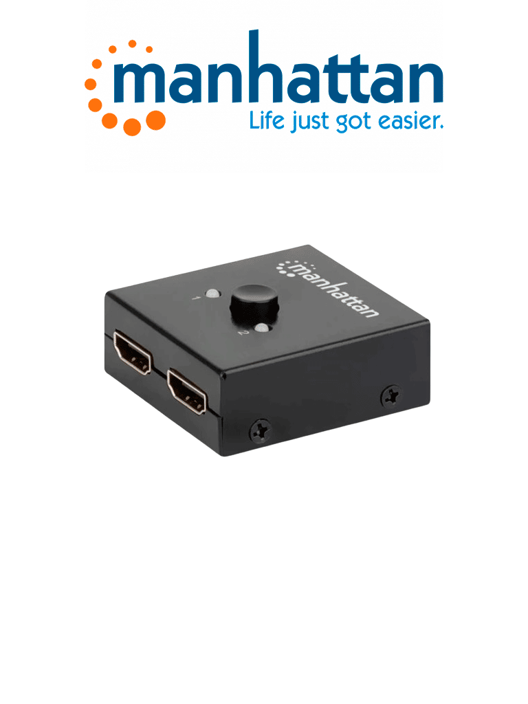 [MAN0560021] MANHATTAN 207850  - Switch bidireccional HDMI 4K de 2 puertos / Color negro / Selección manual / Pasivo / No requiere alimentación / 