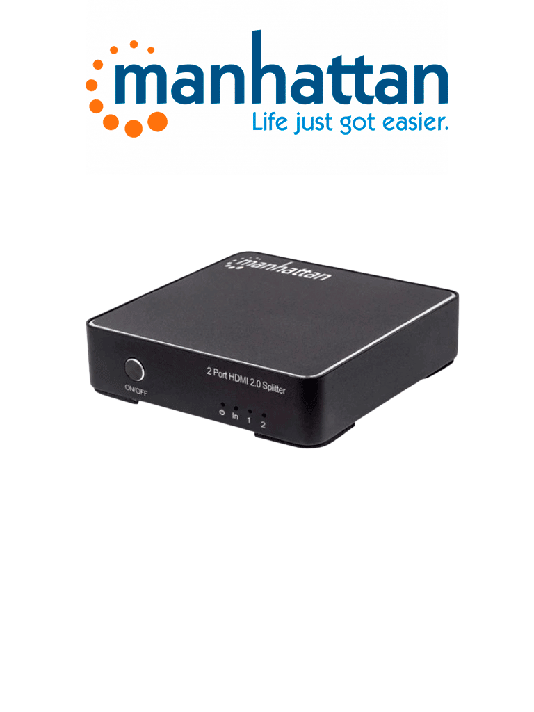MANHATTAN 207591 - Splitter HDMI 4K de 2 puertos 4K@60Hz, alimentación CA, HDCP 2.2