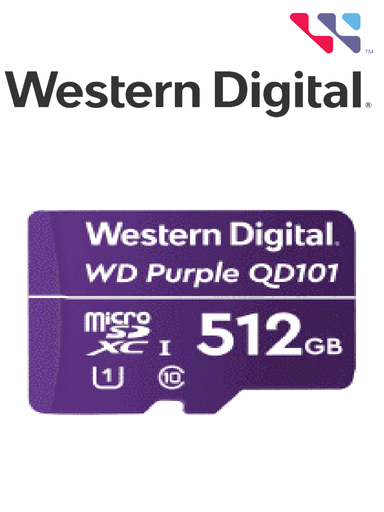 WESTERN DIGITAL WDD512G1P0C - Micro SD 512 GB / Purple SCQD101 / Para videovigilancia / 24-7 / Alto rendimiento #Nuevos2024