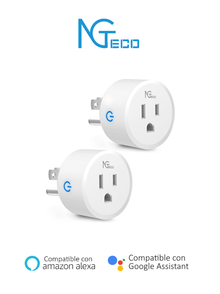 NGTECO NGP300PAQ4 - Paquete de 4 Contactos Inteligentes Wifi / Control Remoto vía App / Función de Temporización / Compatible con Amazon Alexa y Asistente de Google
