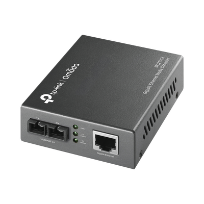 TP-LINK MC210CS - Convertidor de Fibra Óptica Monomodo con 1 puerto RJ45 10/100/1000 Mbps y puerto de fibra óptica SC 1000 Mbps. Alcance de hasta 20 km. Plug and play.