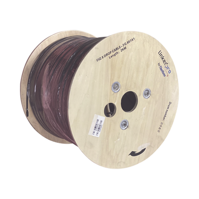 [188779]  Carrete de 2 km de Fibra Óptica Aérea Mini Figura 8 G.657A1 tipo Drop, Monomodo de 2 Hilos (bifibra), Color Negro