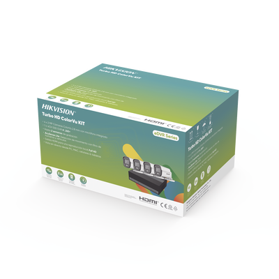 [215240] Kit TurboHD 1080p / DVR 4 Canales con Unidad de Almacenamiento eSSD de 300 GB / 4 Cámaras Bala ColorVu con Micrófono Integrado / Fuente de Poder / Accesorios de Instalación