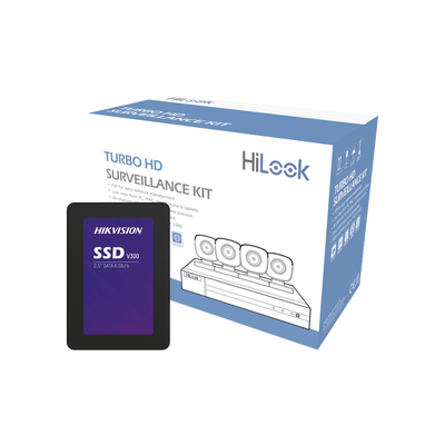 [219760] KIT TurboHD 1080p + SSD de 1 TB (1024 GB) / DVR 4 canales / 4 Cámaras Bala de Metal / Fuente de Poder / Accesorios de Instalación