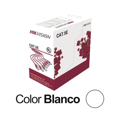 [217449] Bobina de Cable UTP 100 Mts / Cat 5E (24 AWG) / Color Blanco / PVC (CM) / Uso en Interior / 100% Cobre / Aplicaciones de CCTV y Redes de Datos