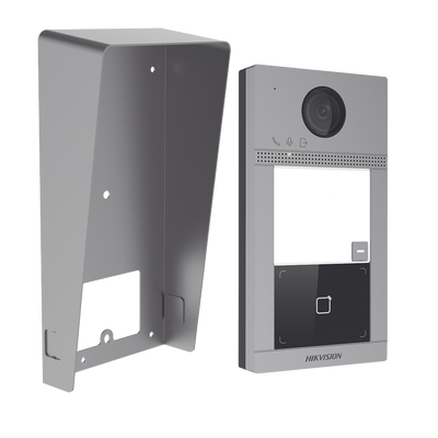 [222909] Kit Videoportero + Carcasa protectora IP 2 Megapixel / Llamada y Apertura Remota desde App Hik-Connect / PoE / Exterior IP65 + Antivandalico IK08 / 1 Departamento / Apertura con Tarjeta / Soporta 2 Puertas y hasta 6 Monitores