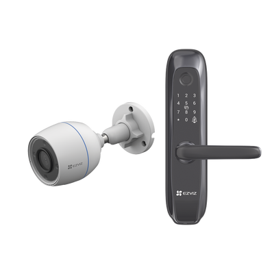 [223813] Kit de Cerradura Inteligente con Cámara IP Wi-Fi modelo CS-H3C / Apertura Remota desde la App / Códigos Temporales Para Visitantes / Lectura de Huella / Lectura de Tag / Contraseña /  Botón para Timbrar / Alarma Anti-intrusion 