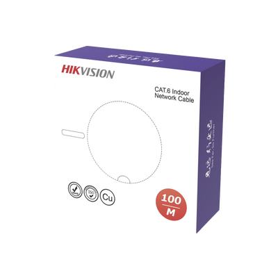 [221186] Bobina de Cable UTP 100 Mts / Cat 6 (23 AWG) / Color Blanco / PVC (CM) / Uso en Interior / 100% Cobre / Aplicaciones de CCTV y Redes de Datos