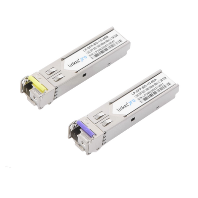 [215295] Transceptores Bidireccionales SFP (Mini-Gbic) / Monomodo / 1.25 Gbps de velocidad / Conector LC / Hasta 60 km de Distancia / 2 Piezas