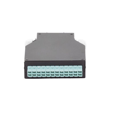 [219570] Distribuidor de Fibra Óptica para Riel Din, 12 Acopladores LC/UPC Duplex Multimodo con Charola de Empalme