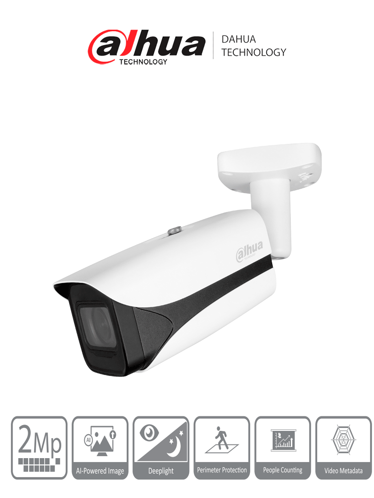[DAI0030002] DAHUA IPC-HFW5241E-ZE - Camara IP Bullet 2 MP/ WizMind S/ IA Face Detection/ IR 60 mts/ Motorizado 2.7 mm–13.5 mm/ Aprendizaje Profundo/ E&S Alarma y Audio/ SMD3.0/  IP67/ IK10