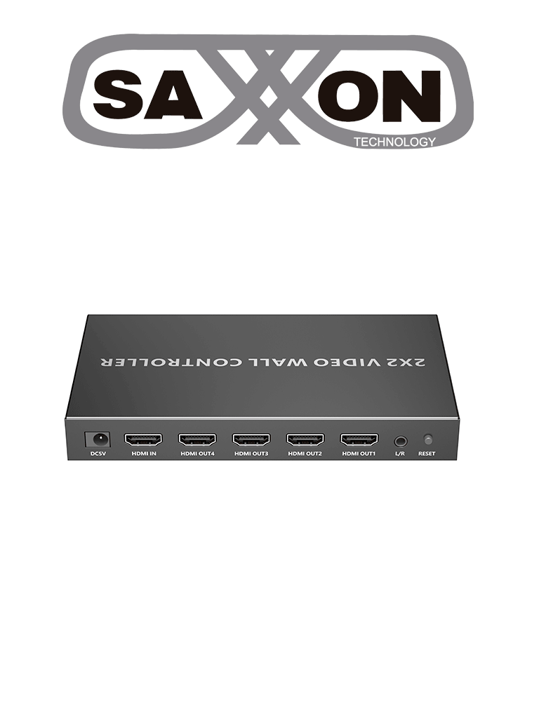 SAXXON LKV104VW- Controlador de Videowall de 2 x 2/ Resolución 1080p a 60 Hz/ Distribuye 1 Entrada HDMI en 4 Pantallas/ Múltiples salidas de video/ 1 Salida de Audio/ Facil Instalación/ 