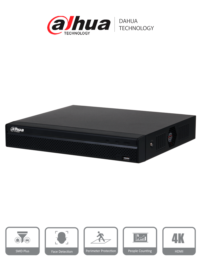 [DHT0190011] DAHUA DHI-NVR4108HS-8P-4KS3 NVR de 8 MP / 4k / 8 canales IP/ 8 puertos PoE/ Rendimiento de 160 mbps/ H.265+/ 1 Bahía para disco duro/ Soporta cámaras WizSense/ HDMI 4K & VGA/
