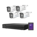 Kit TurboHD 1080p + SSD 512 GB / DVR 4 Canales / 4 Cámaras Bala ColorVu con Micrófono Integrado / Fuente de Poder / Accesorios de Instalación