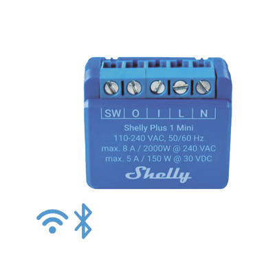 [224110] Mini Interruptor inteligente con Wi-Fi, contacto seco, 1 canal 8A, compatible con asistentes de voz Alexa y GoogleHome