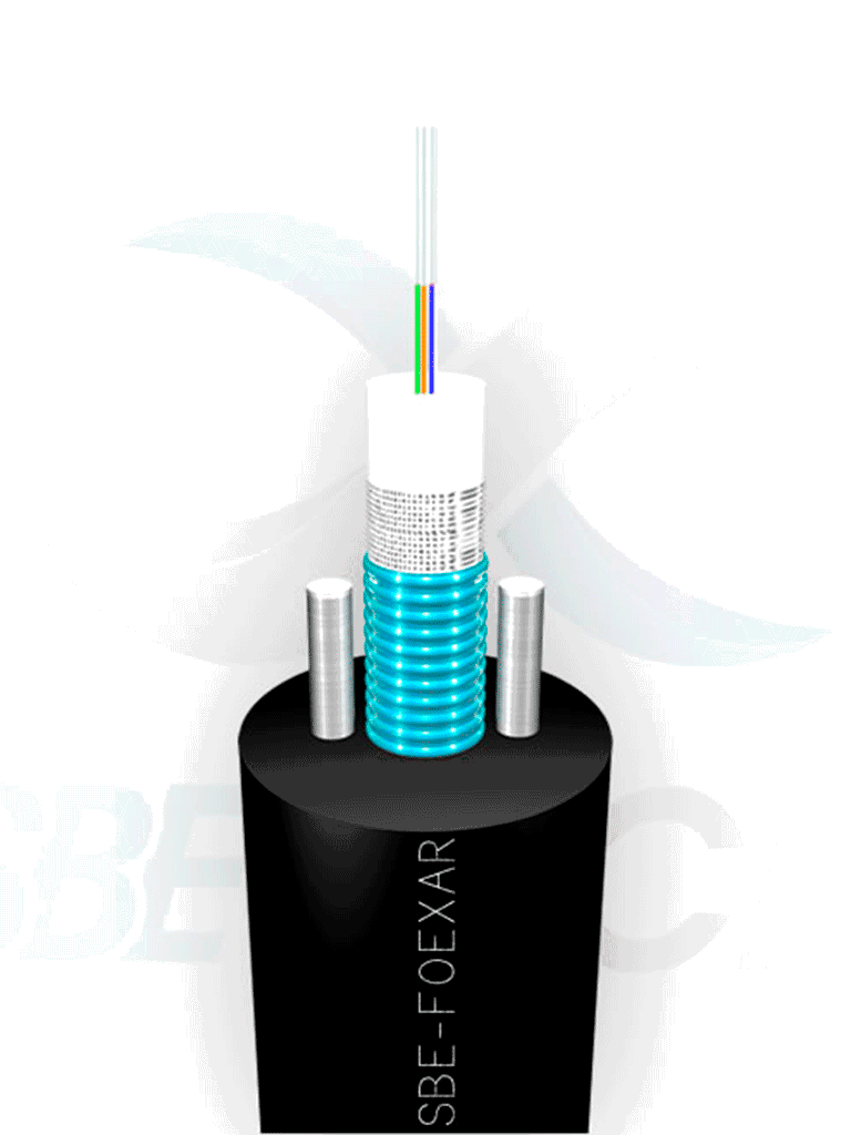 SBETECH SBE-FOEXAR6MM50M4 - 1 metro de fibra óptica  MULTIMODO con armadura metalica 50/125 de 6 hilos OM4 10G / múltiplo de venta de 100 mts