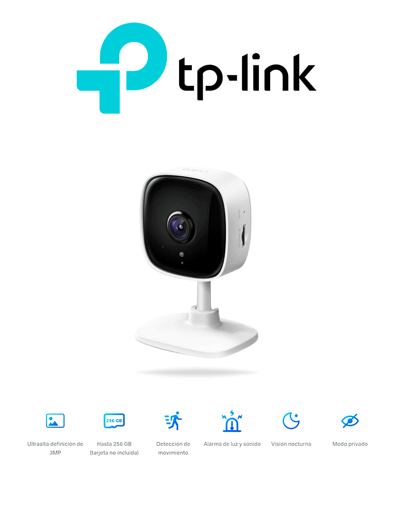 [TPL0150002] TP-LINK TAPO C110 - Cámara IP WiFi tipo Bullet para Interior con resolución de 3 MP, visión nocturna, notificaciones push y ranura para Micro SD.