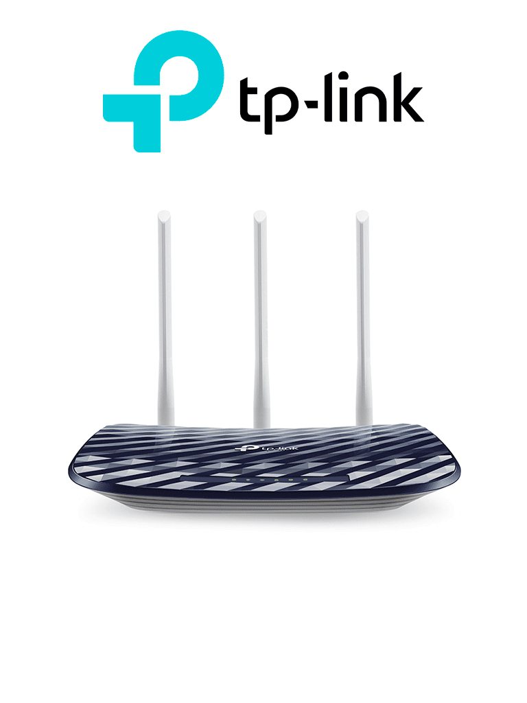 TP-LINK Archer C20 - Ruteador WiFi AC 733Mbps con 1 puerto WAN RJ45 Fast Ethernet, 4 puertos LAN RJ45 Fast Ethernet y 3 antenas fijas.