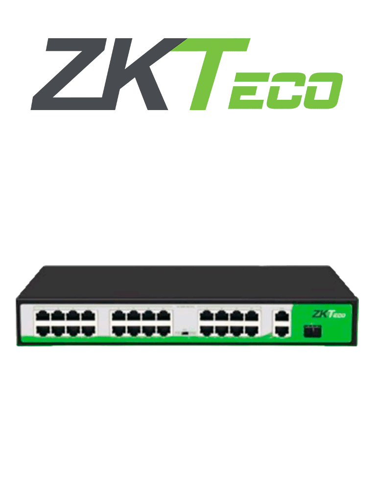 ZKTECO PE242300C - Switch de 24 Puertos Fast Ethernet PoE AF - AT / 2 Puertos RJ45 10/100/1000M + 1 Puerto SFP 1G / PoE+ hasta 30W por puerto / Soporta hasta 250 mts sobre UTP CAT 6 / Autoadaptación MDI - MDIX / Protección Contra Descargas  #%Olímpico