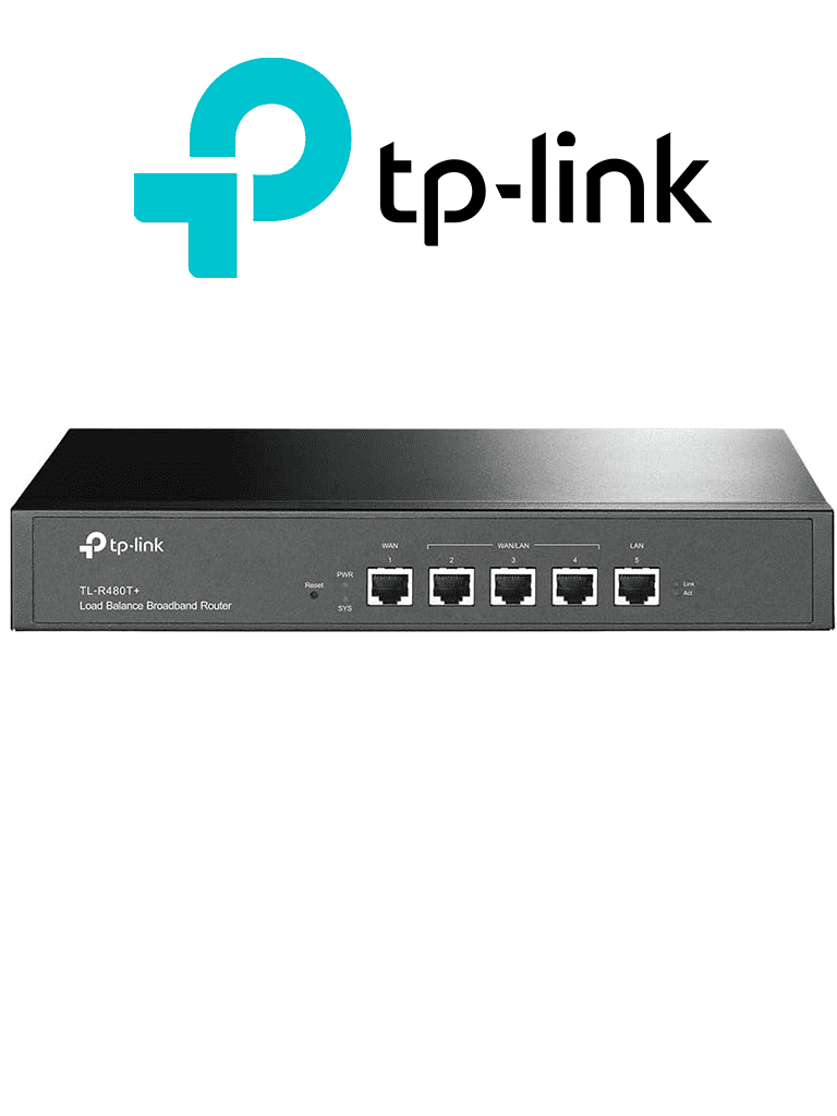 TP-LINK TL-R480T+ - Ruteador balanceador de cargas Multi WAN con 1 puerto WAN y 1 puerto LAN fijos RJ45 Fast Ethernet, además de 3 puertos RJ45 intercambiables LAN & WAN Fast Ethernet. Ideal para oficinas pequeñas.