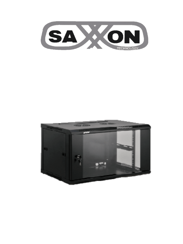 SAXXON  SXR4U5404A - Gabinete de Pared Negro / 4 UR / Puerta de Vidrio Templado / Alto 21 cm / Ancho 53 cm / Profundidad 40 cm / Ideal para Grabadores de CCTV
