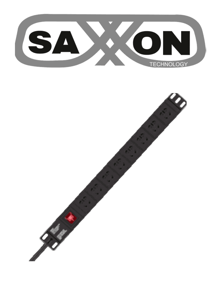[SXN0420020] SAXXON SXPDU8P10A - Barra PDU con 8 Contactos Individuales , 10 Amp , 120V , 1UR, Protección contra rayos , Aleación de Aluminio