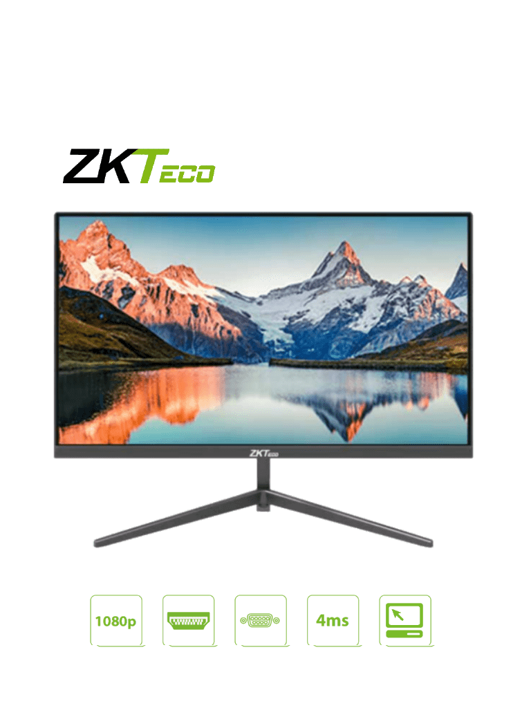 ZKTECO ZD222KA - Monitor LED Full HD de 22 pulgadas / Resolución 1920 x 1080 / Retroiluminación DLED / 1 Entrada de video HDMI y 1 VGA / Ángulo de Visión Horizontal 178° /  Soporte VESA / Incluye Cable HDMI / Ideal para hogar y oficina