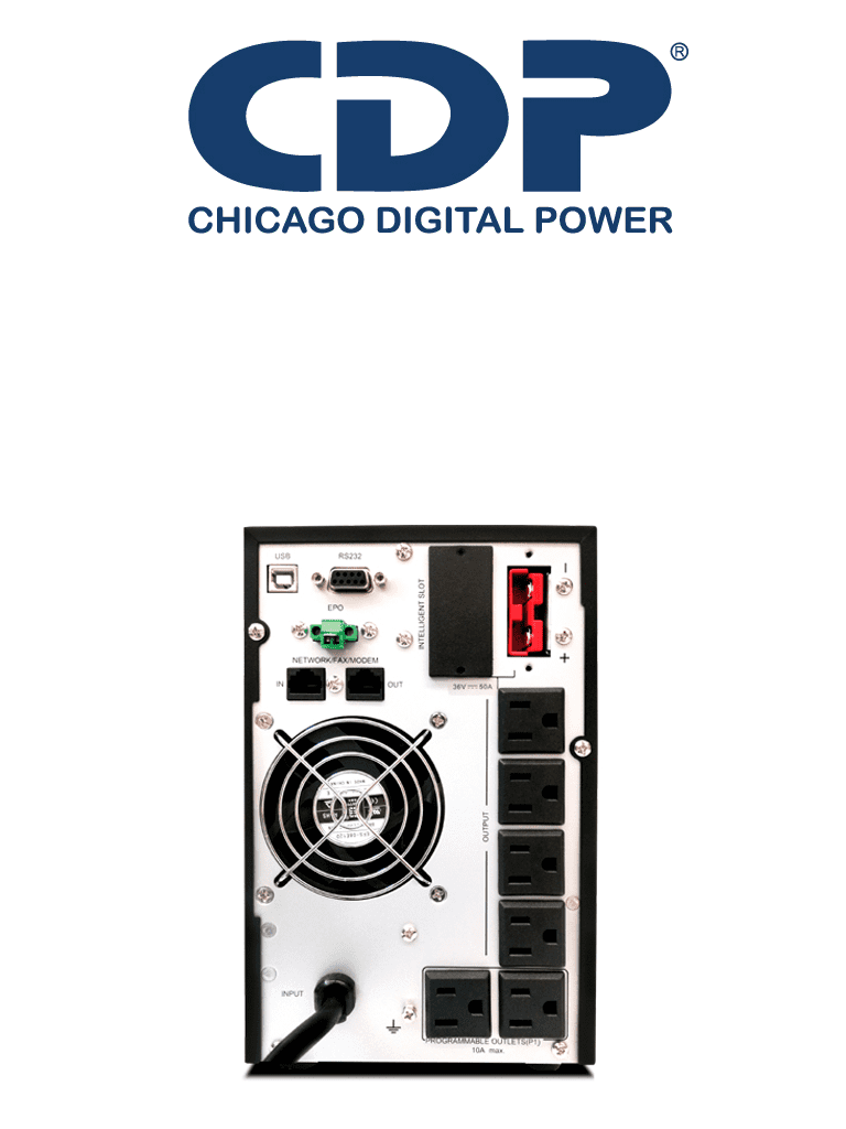 CDP UPO11-1 AX- UPS Online de 1000VA/ 1000W / 4 Terminales de salida / 2 son programables / Pantalla LCD / Entrada para banco de baterías / Respaldo 5min a carga completa