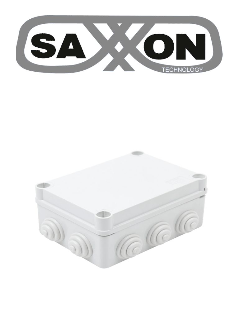 SAXXON SXWD010 Caja de conexiones con 10 entradas / PVC libre de halógenos / Compatible con cámaras Bullet y Domo / Dimensiones  100 x 100 x 70 mm (Ancho x Alto x Fondo)