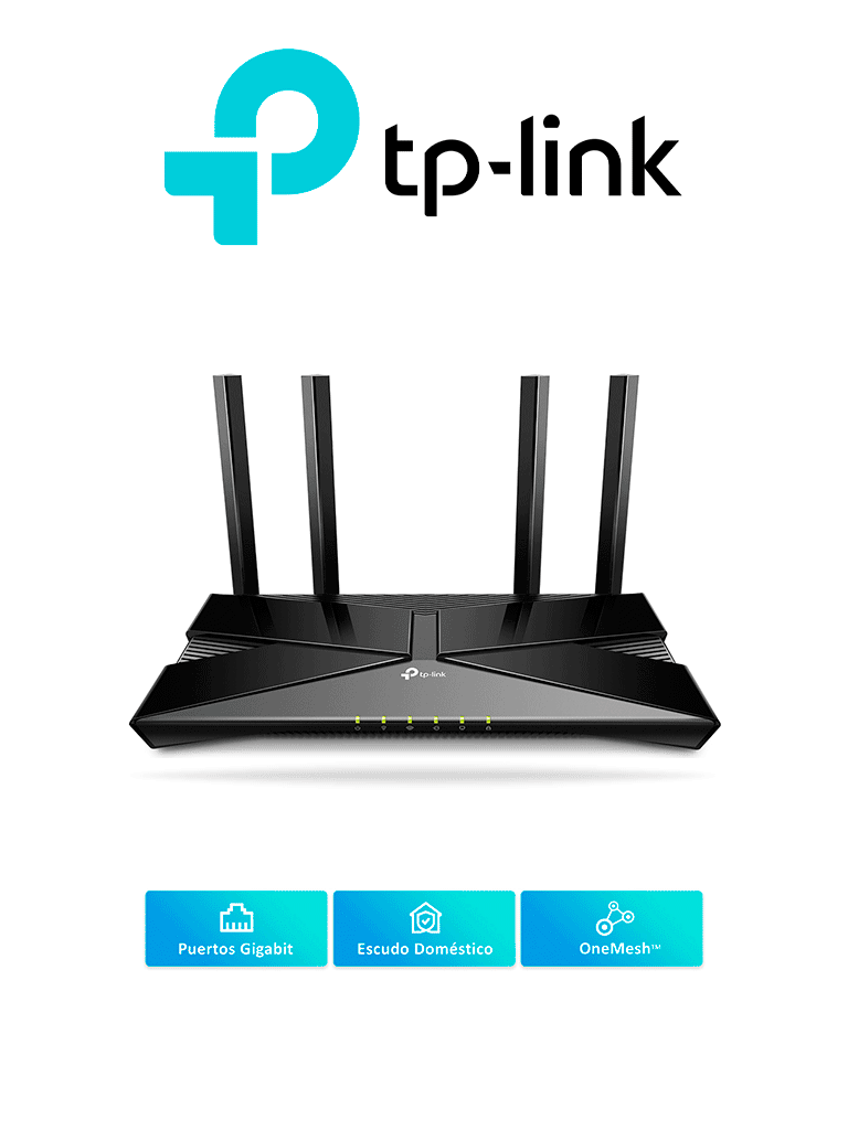 TP-LINK Archer AX53 - Ruteador WiFi 6 AX de 3000 Mbps con 1 puerto WAN RJ45 Gigabit Ethernet, 4 puertos LAN RJ45 Gigabit Ethernet, tecnologías MU-MIMO y OFDMA, además 4 antenas con Beamforming.
