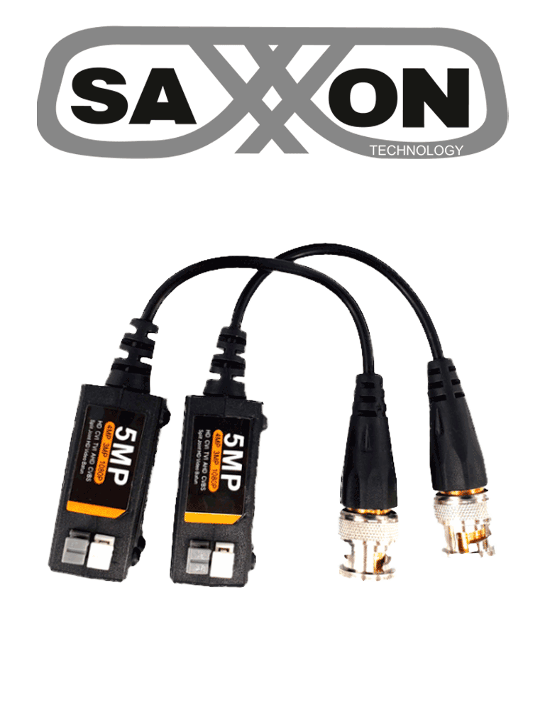 SAXXON SXCF500 - Par de Transceptores Pasivos / Botones Push / 5MP hasta 200 Metros / 1080P hasta 250 Metros / Soporta HDCVI / AHD / TVI / CBVS / Fácil Conexión