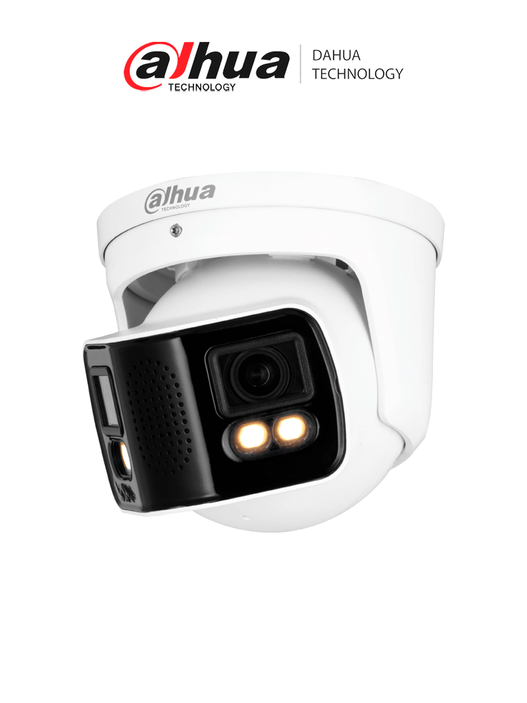 [DHT0070007] DAHUA IPC-PDW5849-A180-E2-ASTE Cámara IP Full Color con visión de 180° y doble lente de 4 MP. Ofrece protección perimetral, mapa de calor, conteo de personas, y LED de 40m. Cuenta con multivisión, WizMind, audio bidireccional, ePoE, H.265 e IP67.